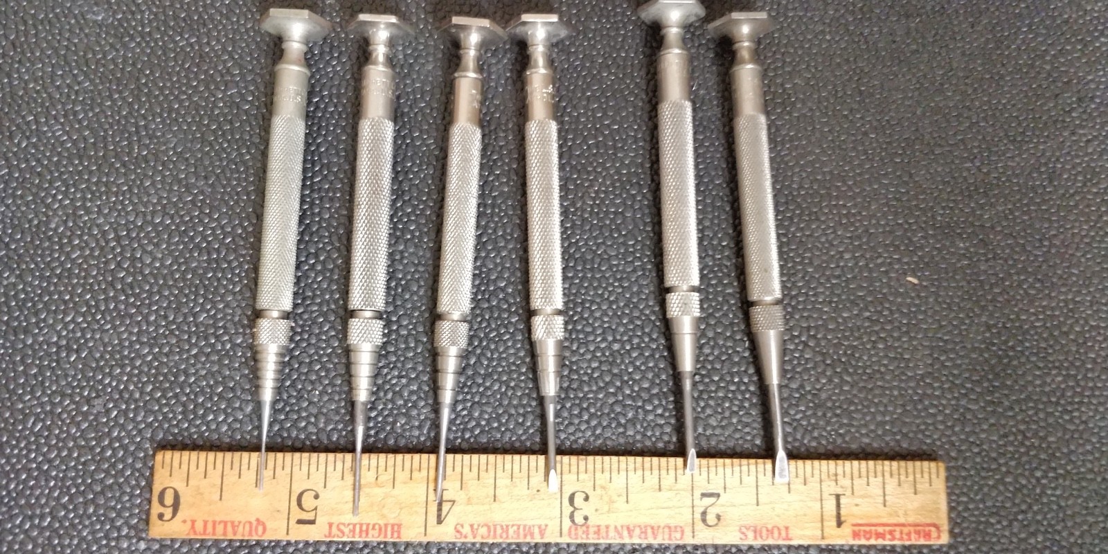FULL SET Vintage The L.S. Starrett Co. S555-6 Jewelers6 Piece Screwdriver Set