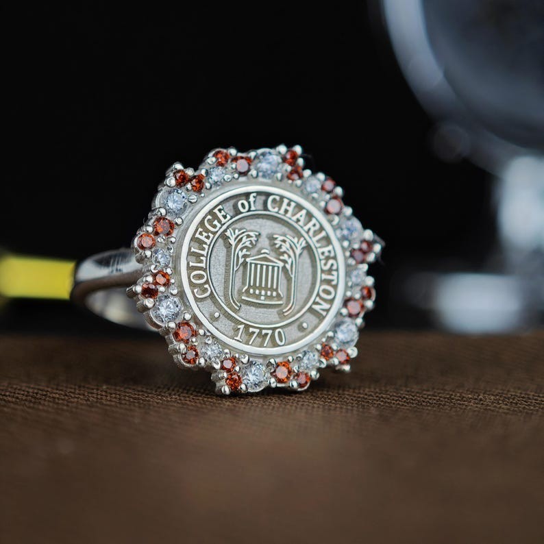 Custom Personalized College of Charleston Ring 1770, Silver & Gemstones