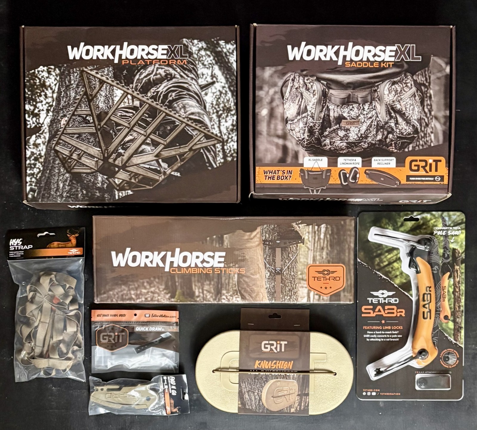 Tethrd Grit Realtree Saddle XL Workhorse Sticks XL Platform Combo Package New