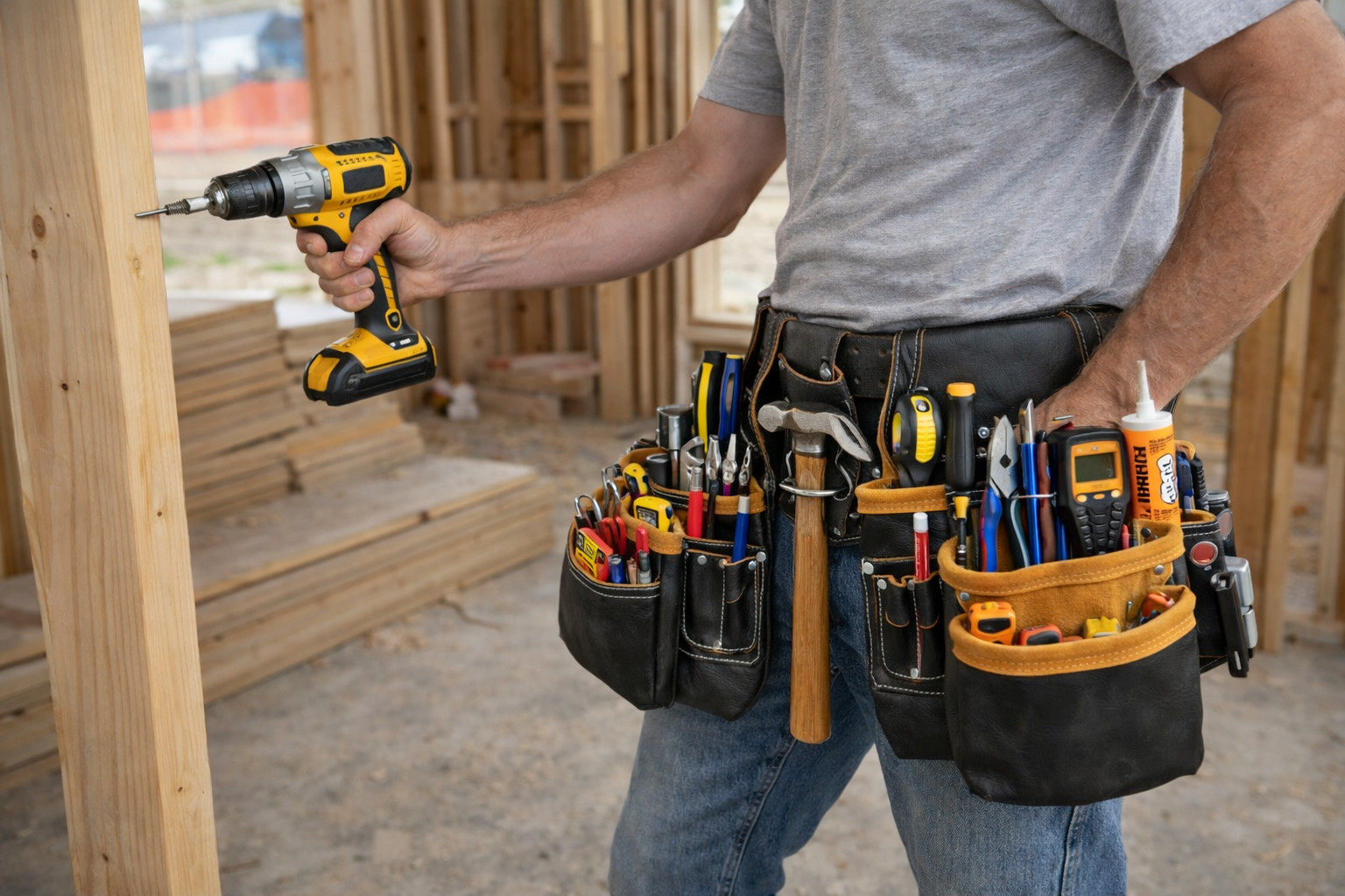 Full Grain Leather tool belts for men, Heavy-duty Carpenter Tool Rig organizer