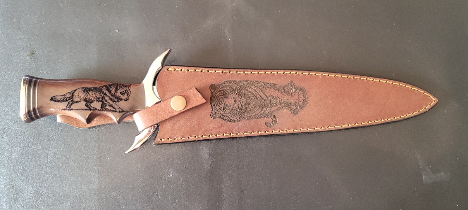 Impact Cutlery Custom D2 Steel Dagger Knife Engraved Rosewood Handle- 2402