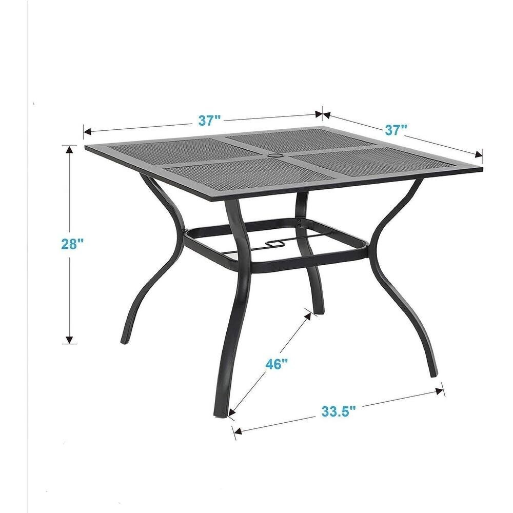37" Outdoor Dining Table Metal Steel Mesh Patio Table with 1.57" Umbrella Hole