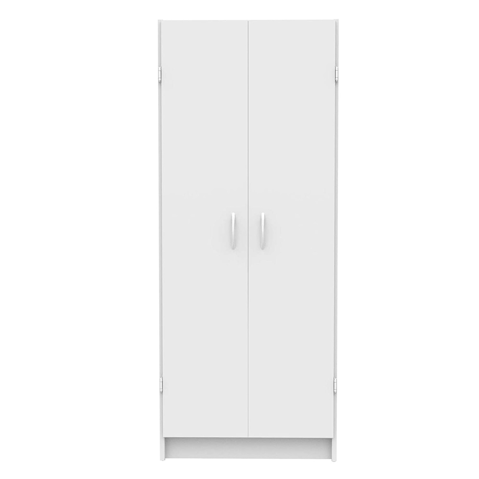 Tall Adjustable 4 Shelf Kitchen Pantry Cabinet 2 Door White Wood Utility Storage