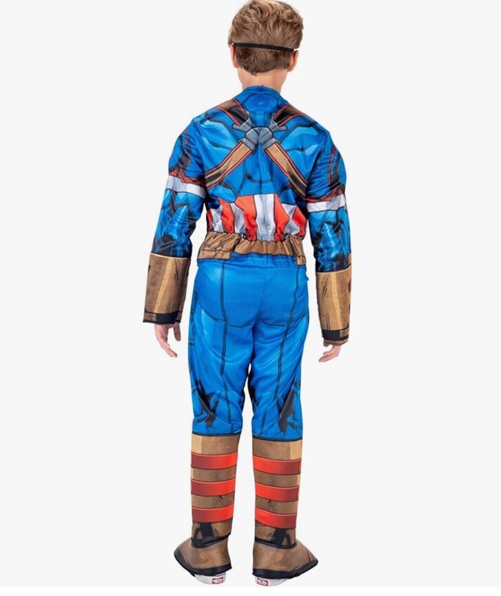 MARVEL Avengers Captain America Padded Jumpsuit Costume Cosplay Child M 8-10 NEW