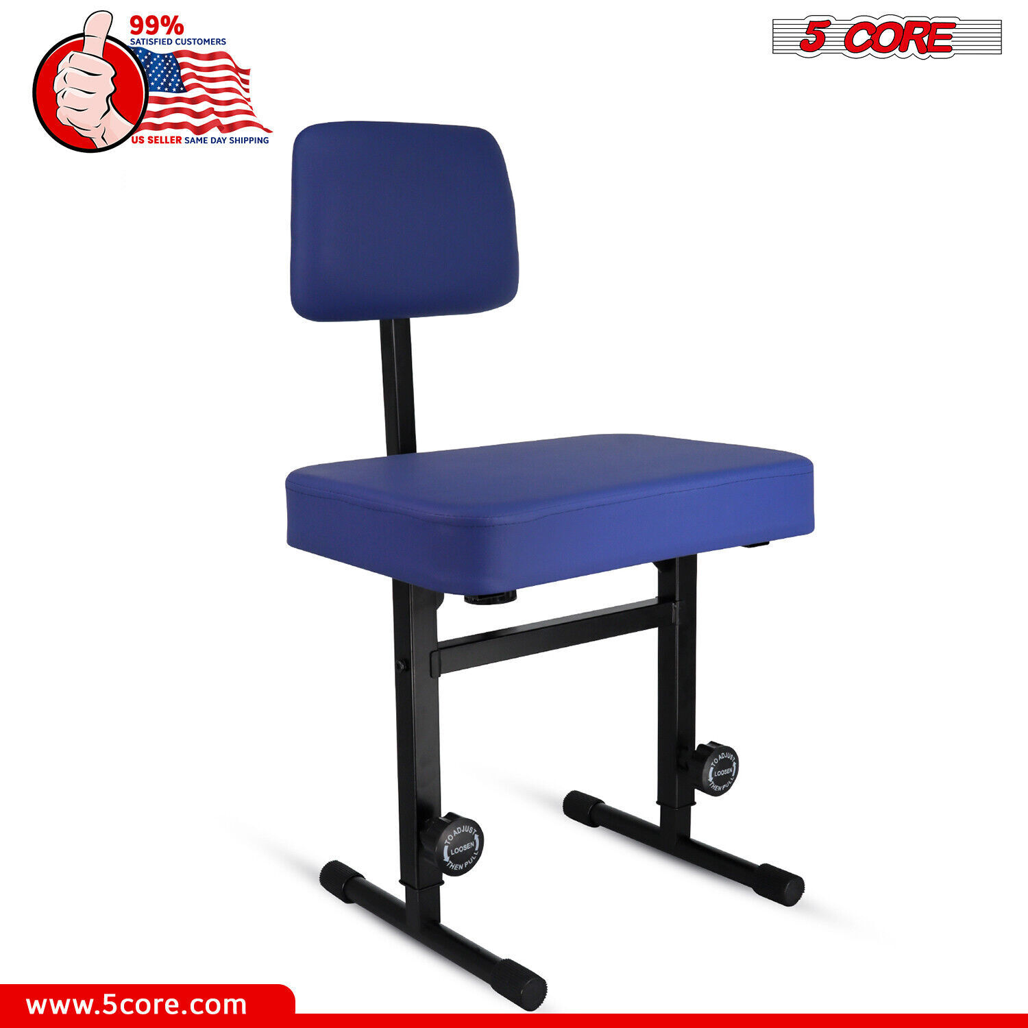5 CORE Piano Bench Height Adjustable Keyboard Stool Stool Heavy Duty Thick Padde