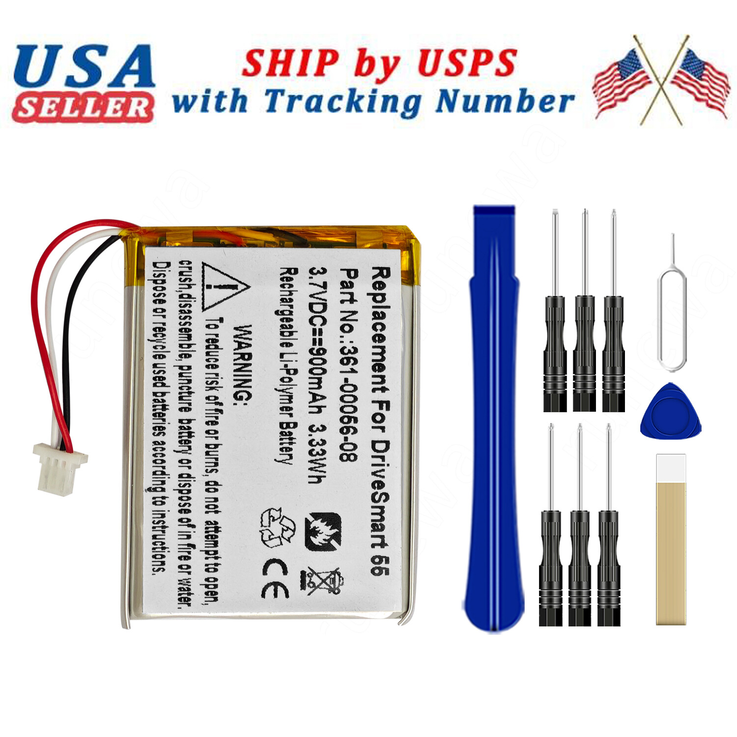 New Battery 361-00056-08 For Garmin DriveSmart 5 55 61 71 GPS + TOOL