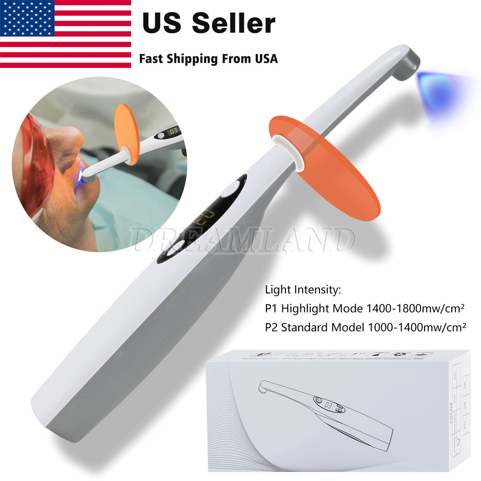 Dental Alto Voltaje LED Luz Curado Lampara 3S Curing Light Lamp Fit WOODPECKER