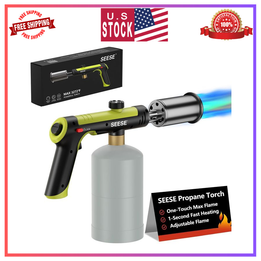 SEESE Powerful Propane Torch Gun,Kitchen Cooking Torch With One-Touch Max Fir...