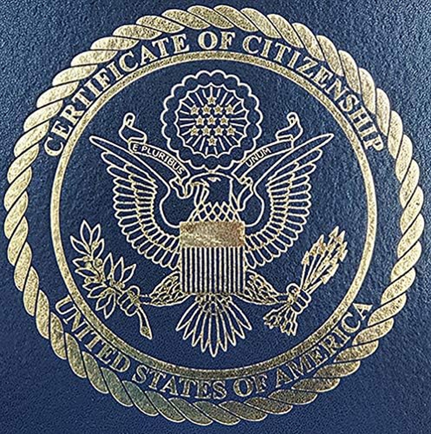 U.S. Citizenship and Naturalization Certificate Holder. Gold American Eagle l...