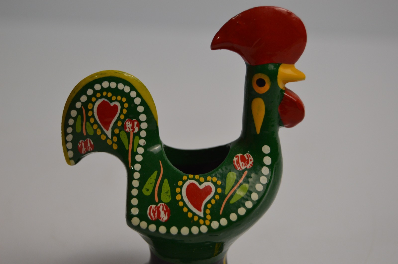 Portuguese Galo Barcelos Metal Rooster Planter Good Luck Souvenir 3.5" Portugal