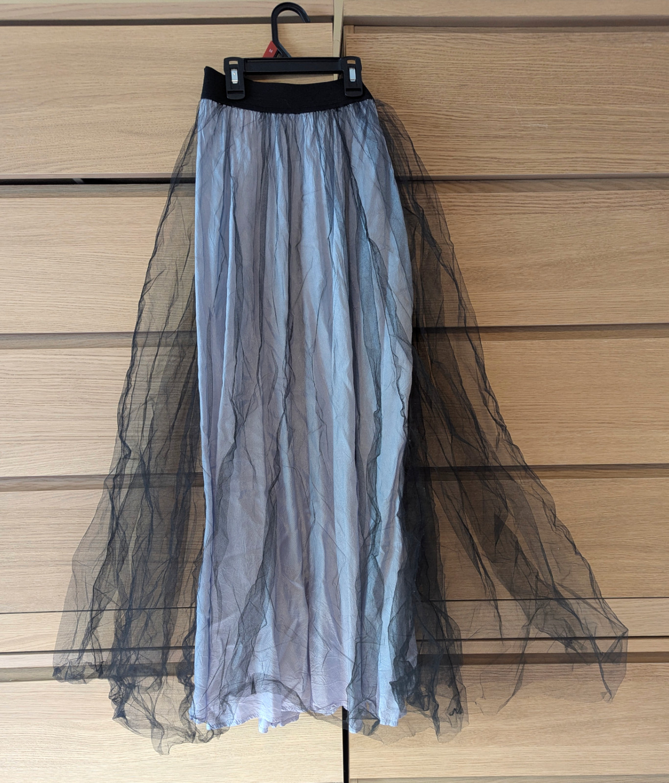 Vintage 90s A-Line Hoopless Petticoat Slip Skirt - Goth Wedding BLACK / LAVENDER