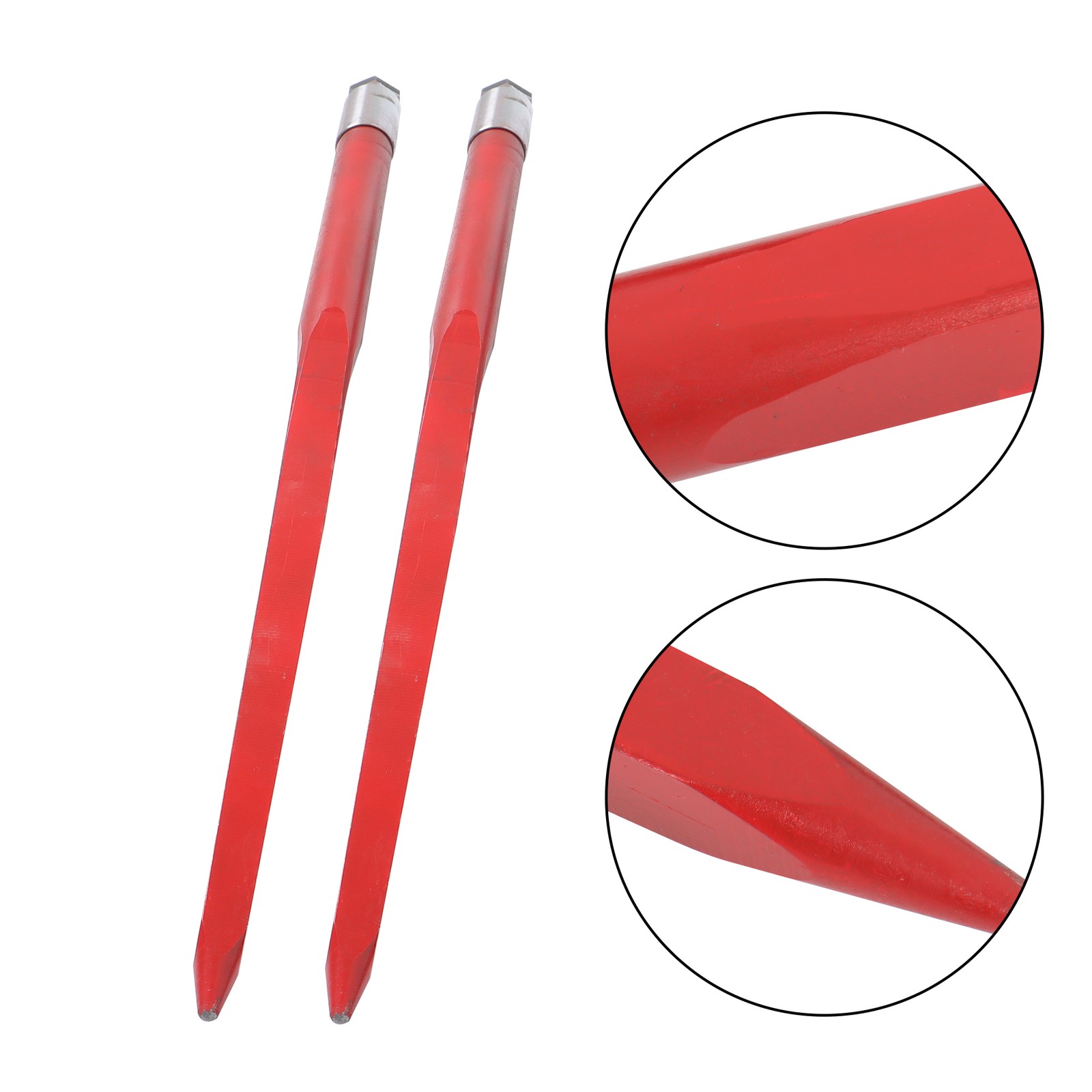 2Pcs Hay Bale Spear 49in Tractor Loader Spike Fork, Red