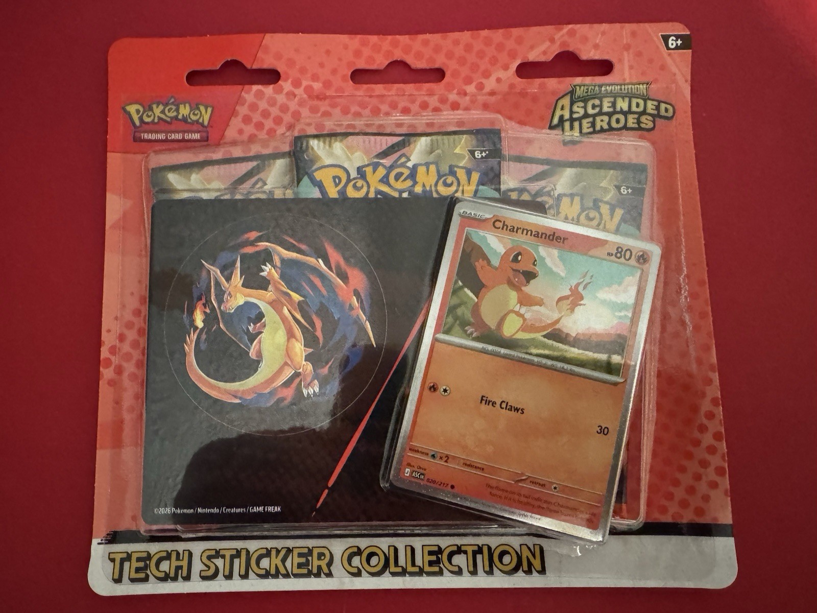 Pokemon Mega Evolution ASCENDED HEROES Tech Sticker Collection Charmander 3-pack
