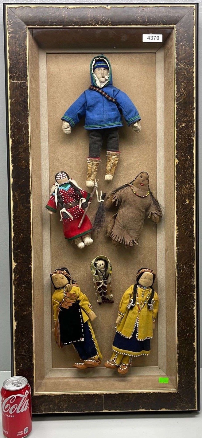 Native American dolls in shadowbox Kachina Indian Lot Collection Display Tribe