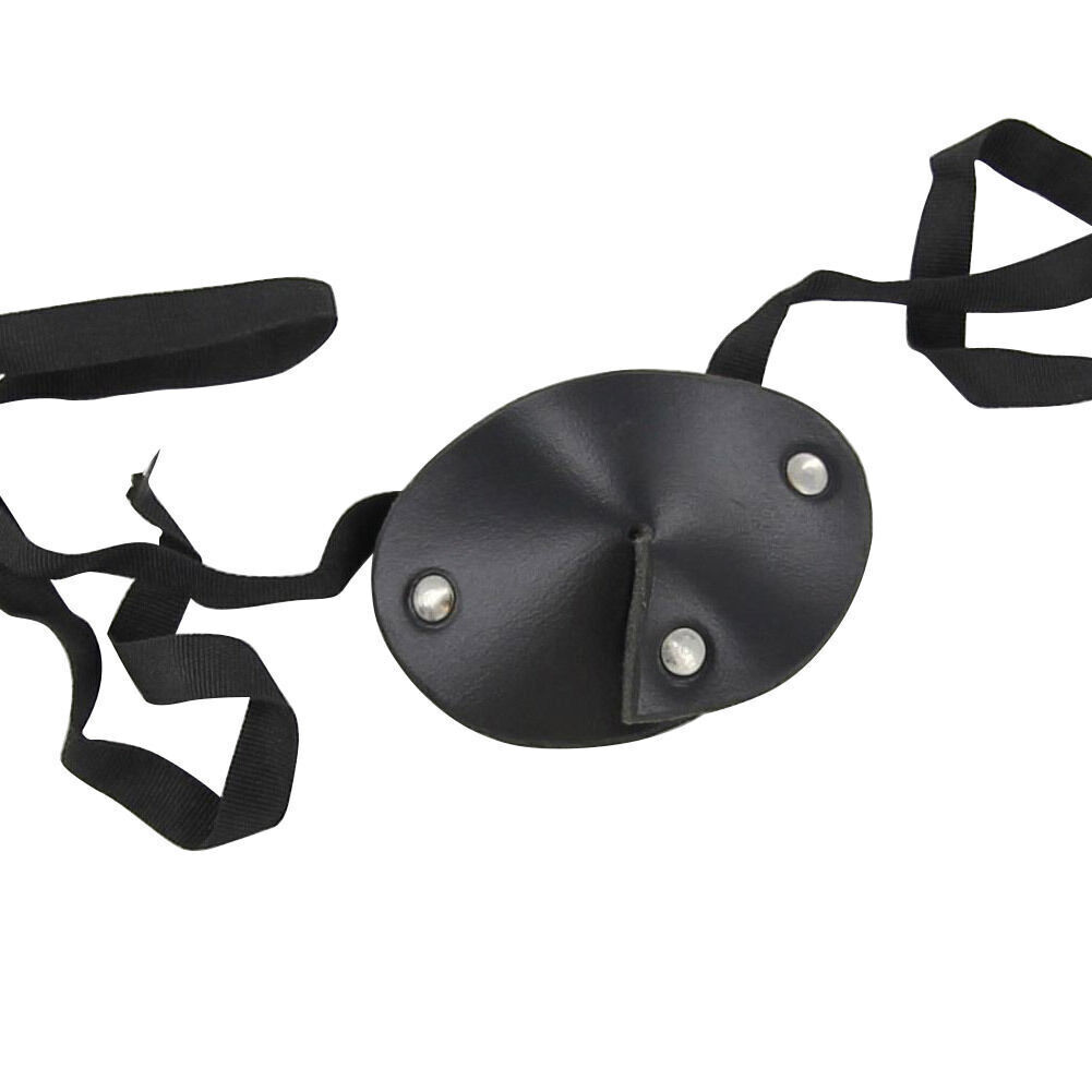 Handmade Leather Pirate Eye Patch, Dark as Night, Ribbon Ties, 100% Genuine