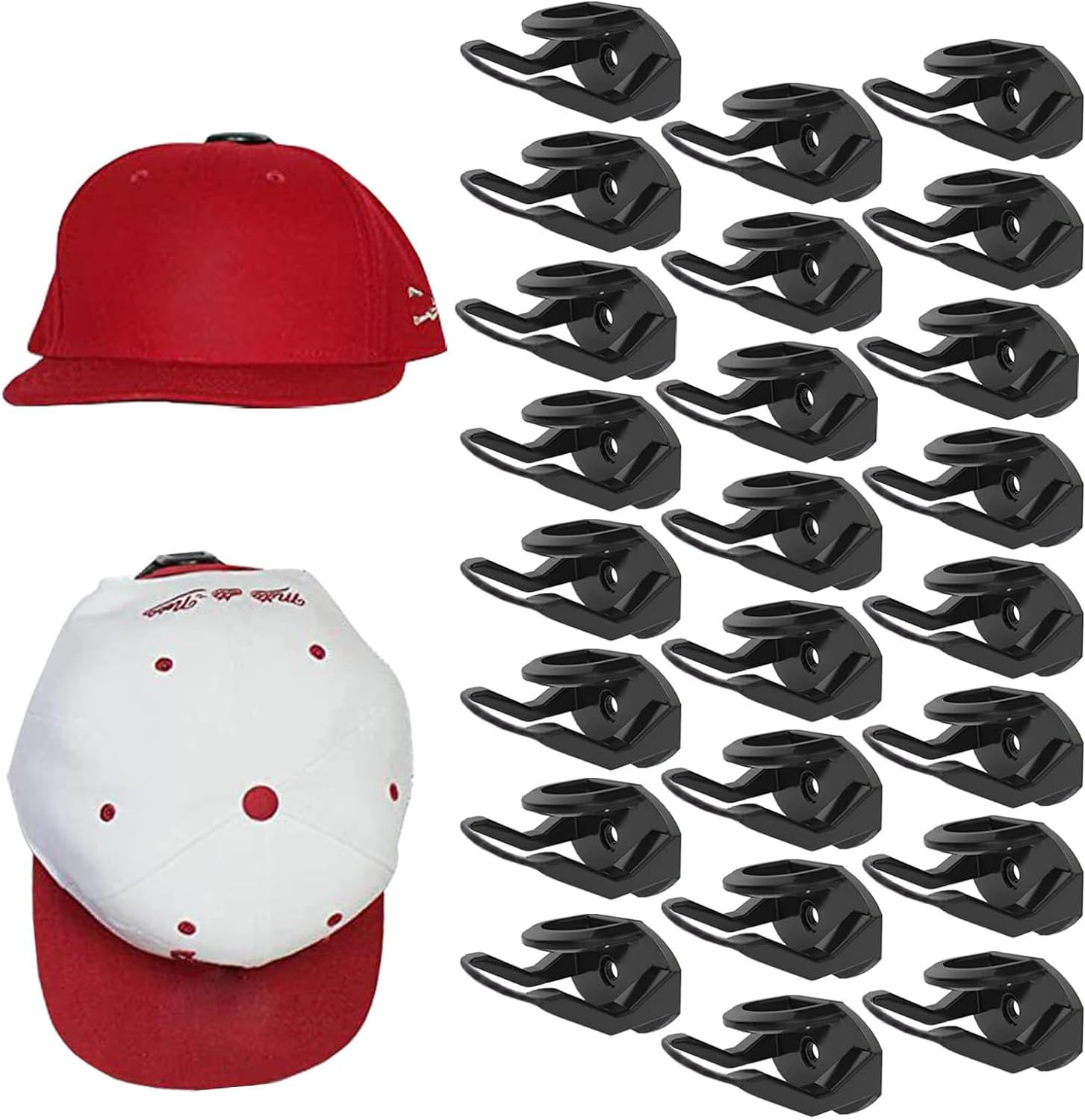 24pc Baseball Hat Rack Wall Mount Super Strong Hat Rack Display Hooks for Wall