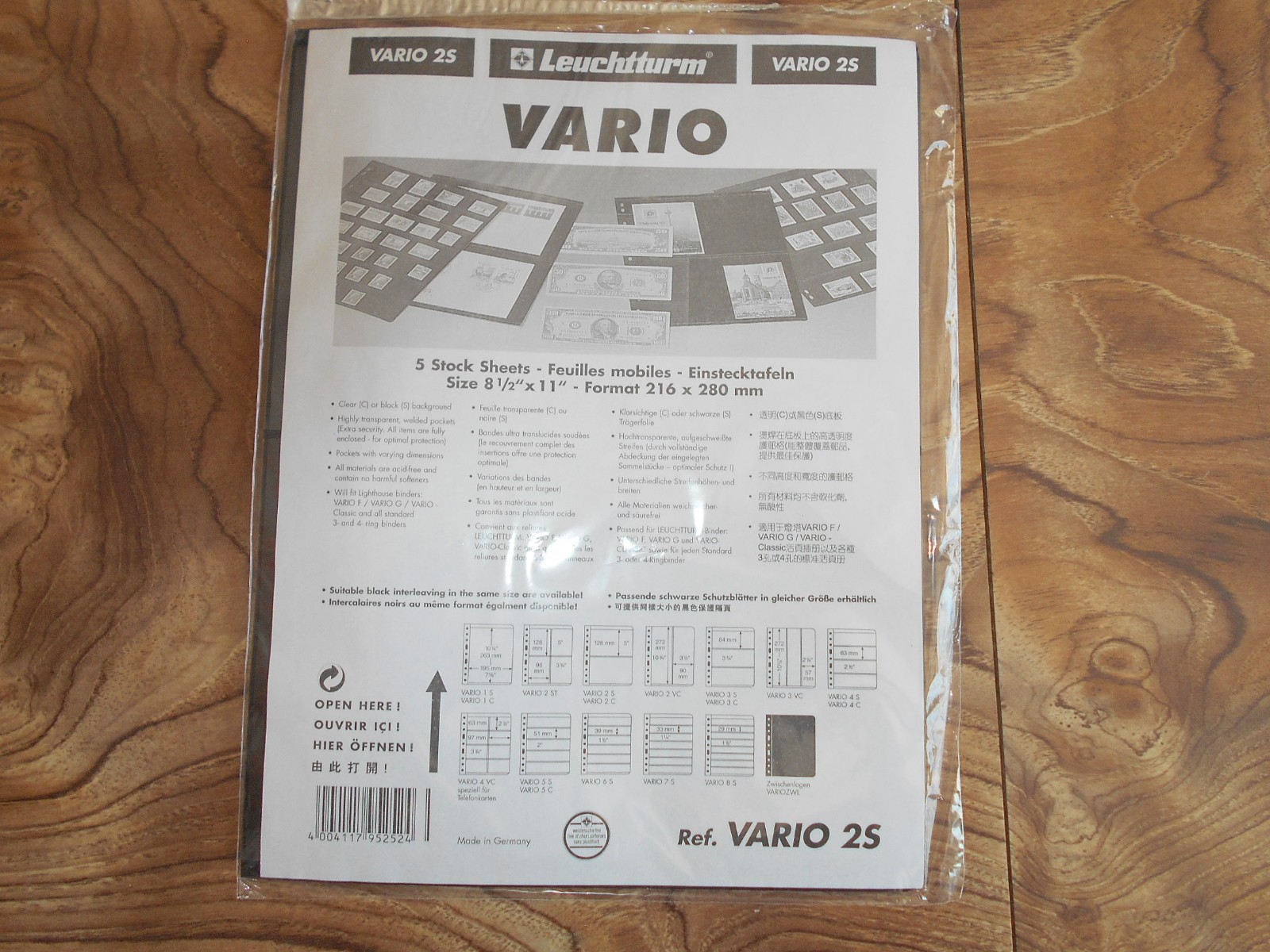 VARIO Stock Sheets 2S Two-Sided 2 Pockets Black Pkg 5 New Leuchtturm Lighthouse