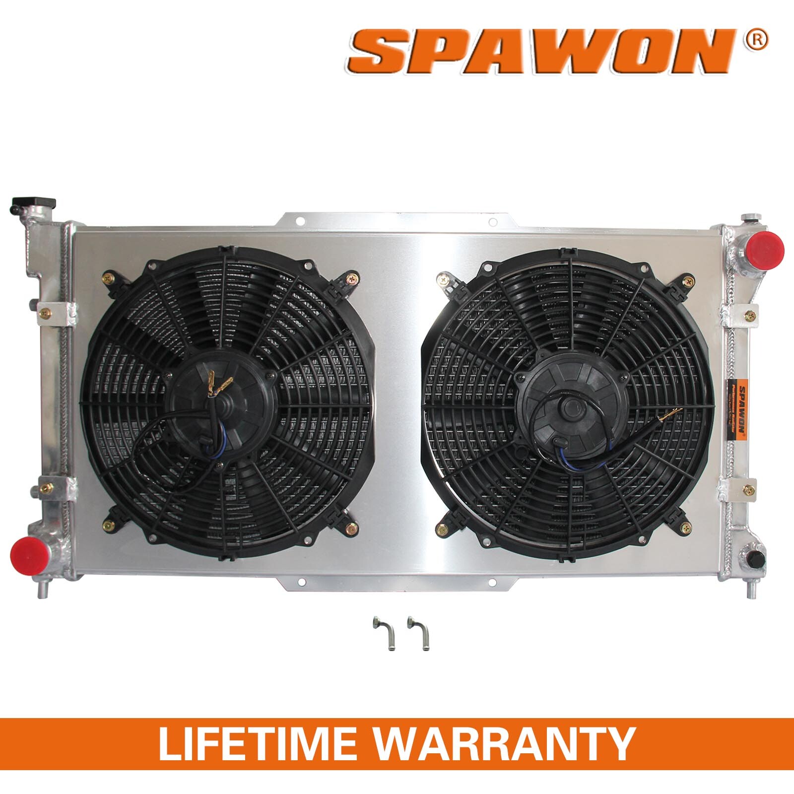 SPAWON Radiator + Fan Shroud For Subaru Legacy L LS 2.5L 2.2L H4 1995-1999 AT MT