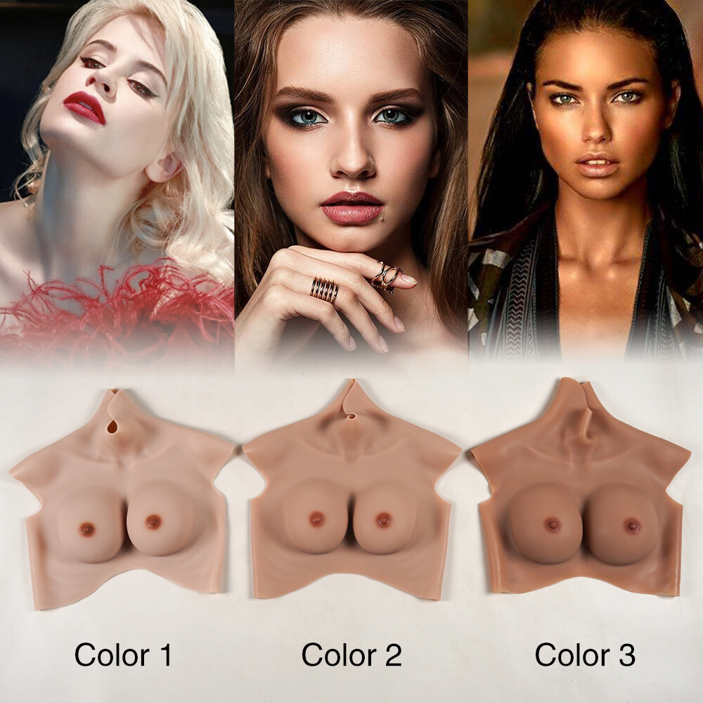 Realistic Silicone Breast Forms B-K Cup Fake Boobs Breastplate for Crossdresser