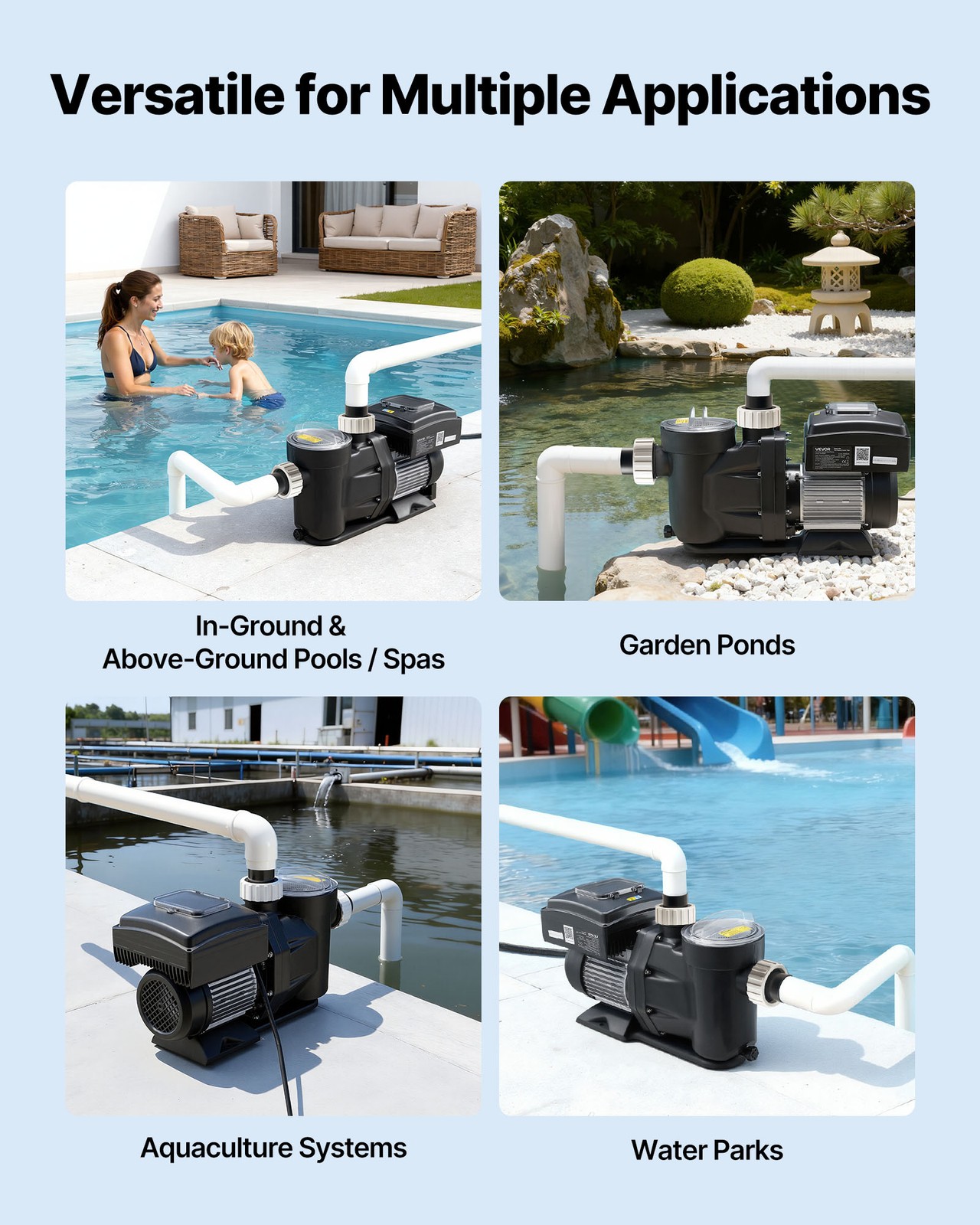 VEVOR Variable Speed Pool Pump 1.5 HP 220V 115 GPM In/Above Swimming Pool Pump