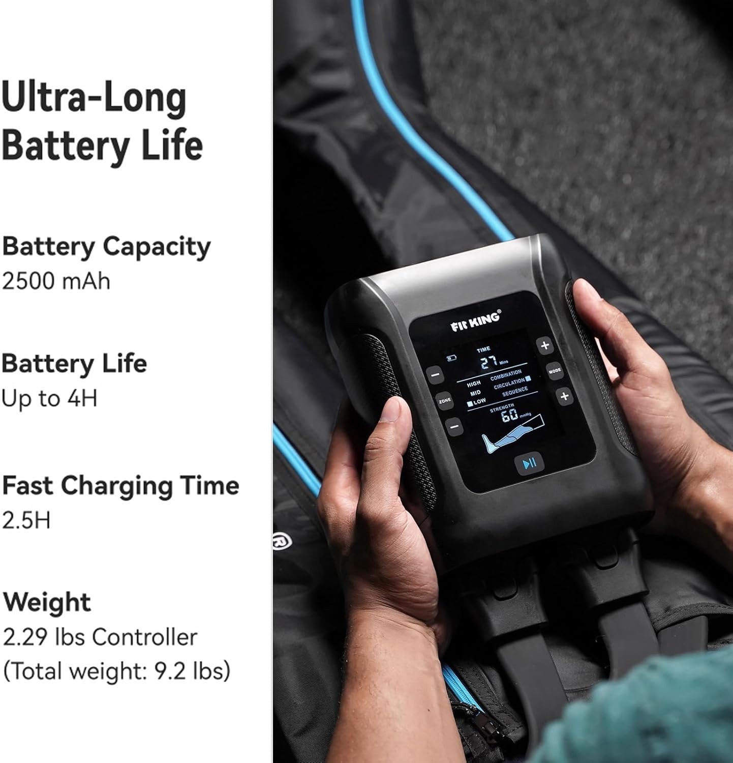 Fit King Professional Air Compression Leg Recovery System Cordless FT-091 Size S