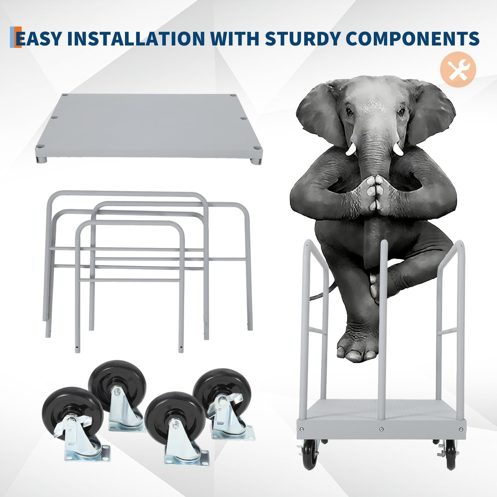 Heavy Duty Steel Panel Truck Cart, 36"x24" Drywall Dolly Platform Truck 2200Lbs