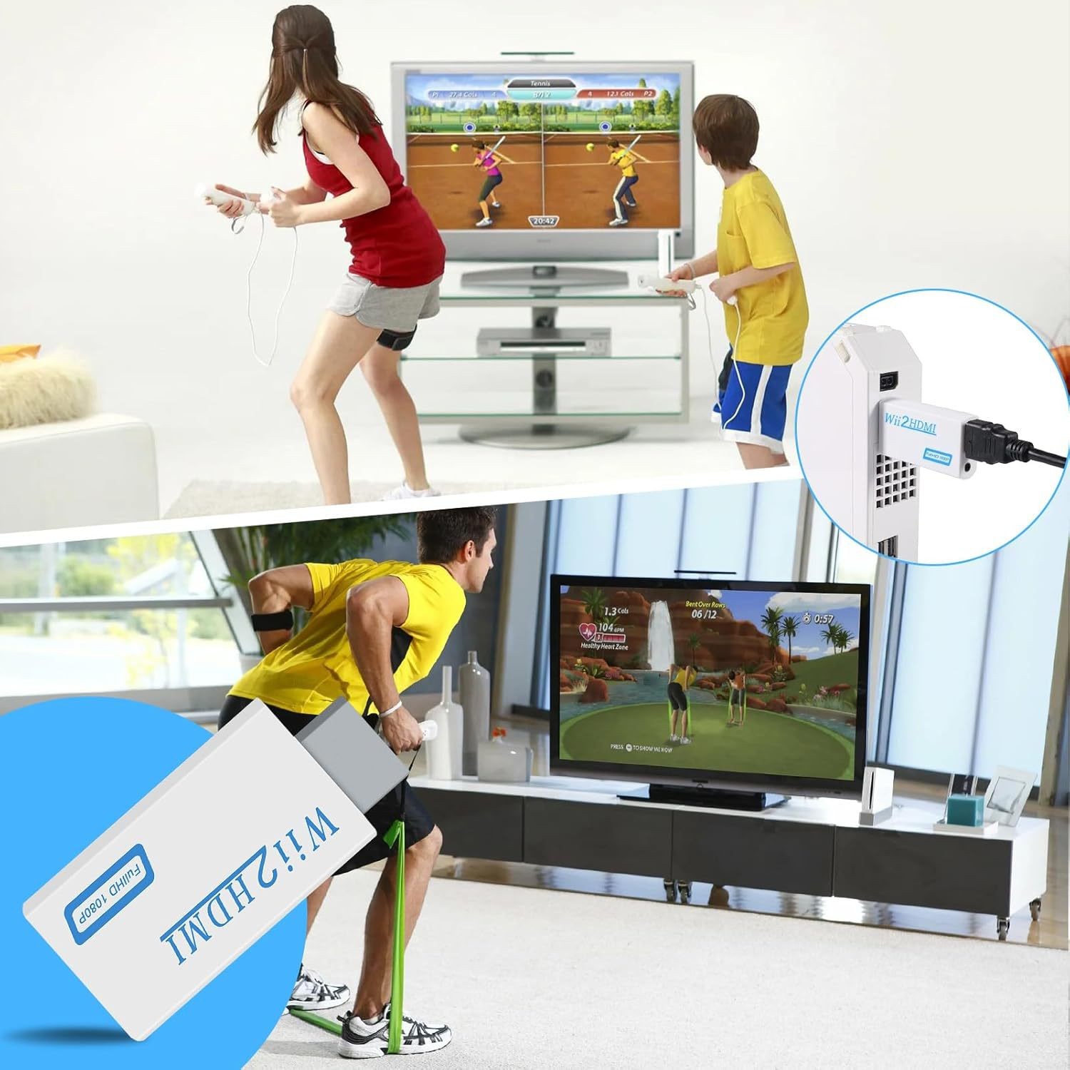 Portable Wii to HDMI Wii2HDMI Full HD Converter Audio Output Adapter TV Black