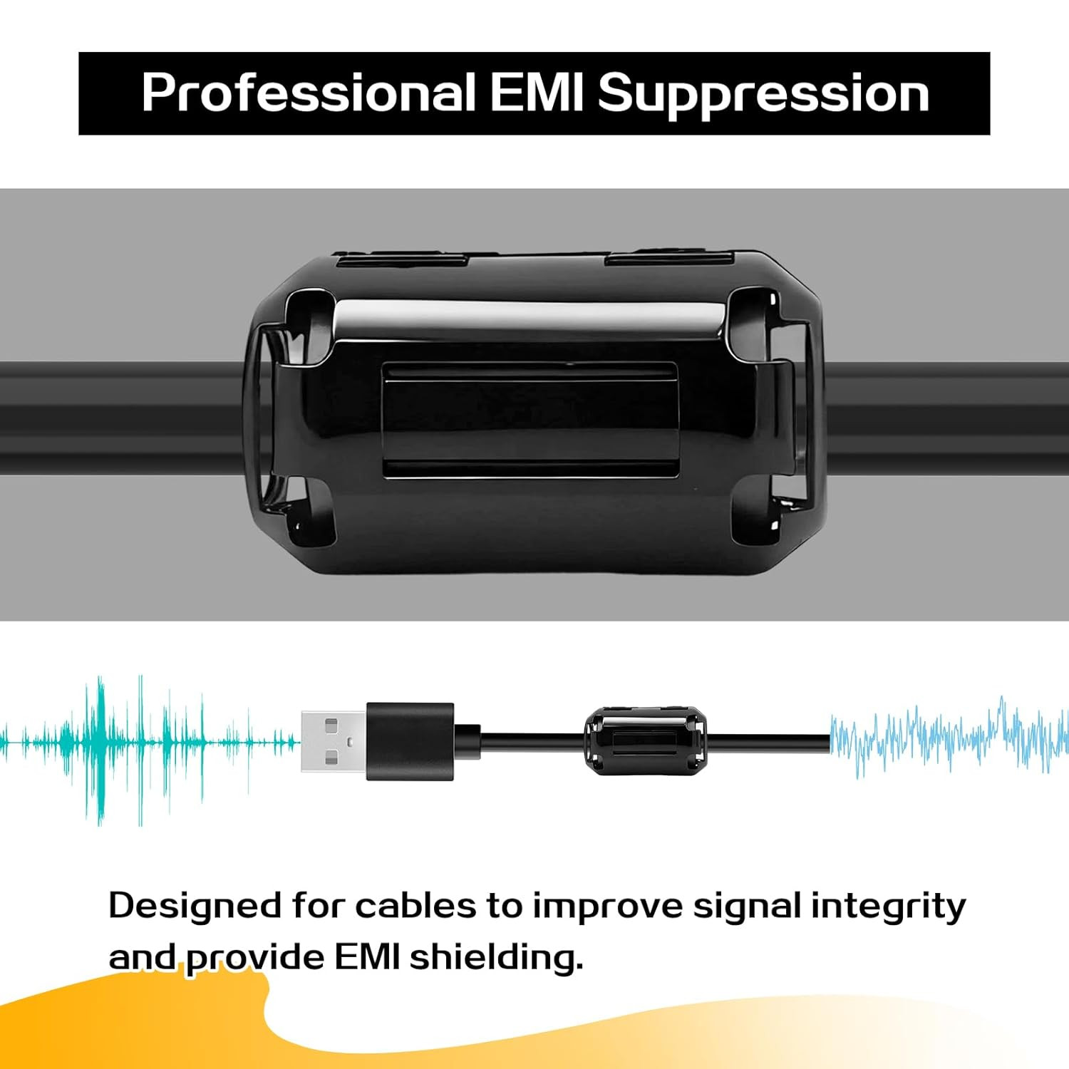 20PCS Clip-On Ferrite Beads RFI & EMI Noise Suppressor for 3–13mm Cables