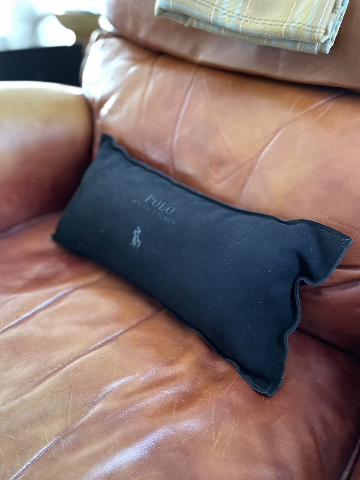 Ralph Lauren Polo Suede Leather Throw Pillow