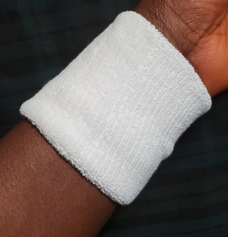 POLO RALPH LAUREN ICONIC PONY WHITE COTTON ELASTICIZED TENNIS WRISTBAND: OSFA