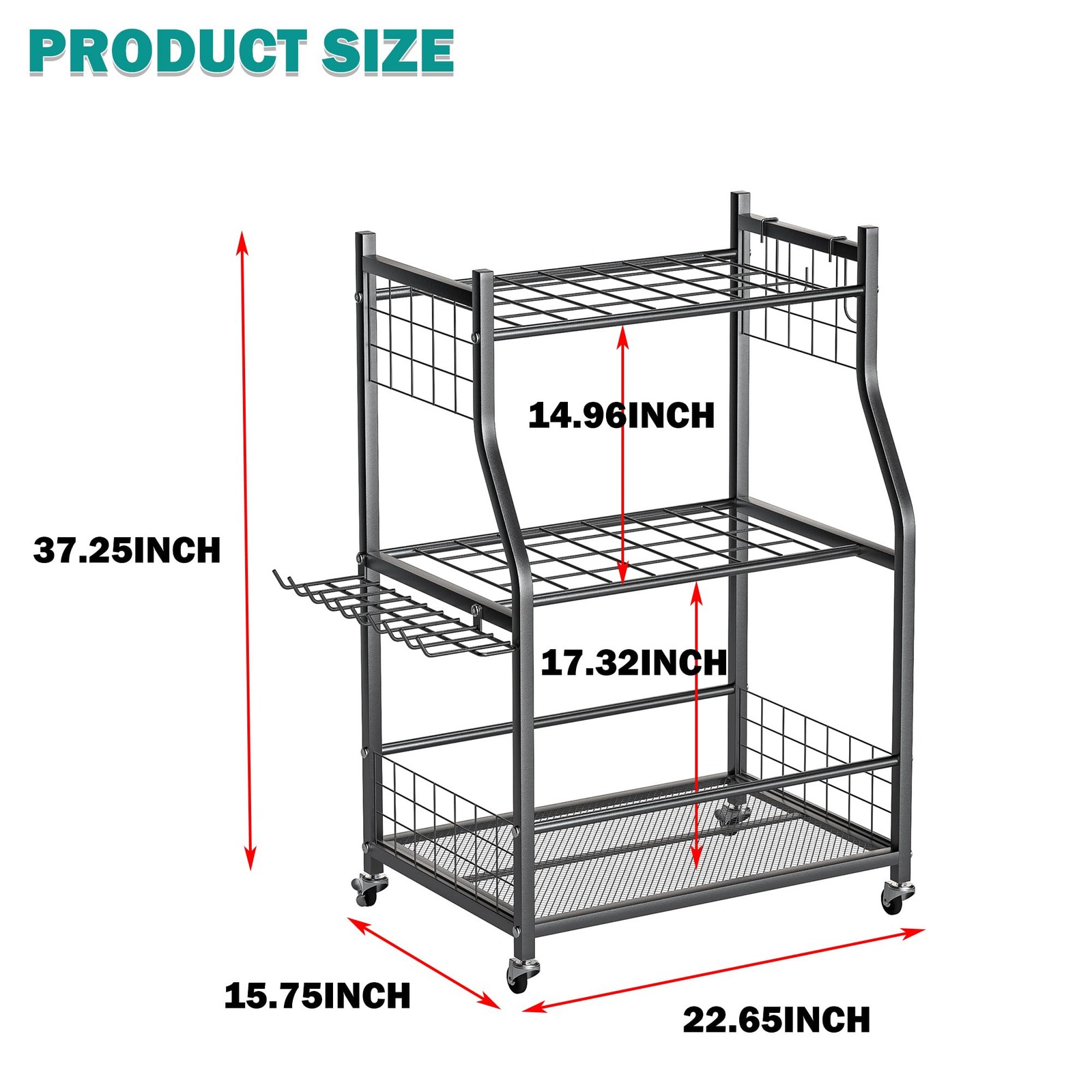 EVERHANGER Garden Tool Organizer Stand, Garage Storage Medium, Black