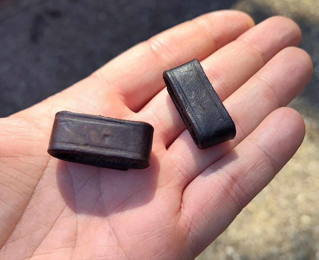 Scarce Original Civil War/Indian Wars Leather Strap Keepers/Slides, Set of Two