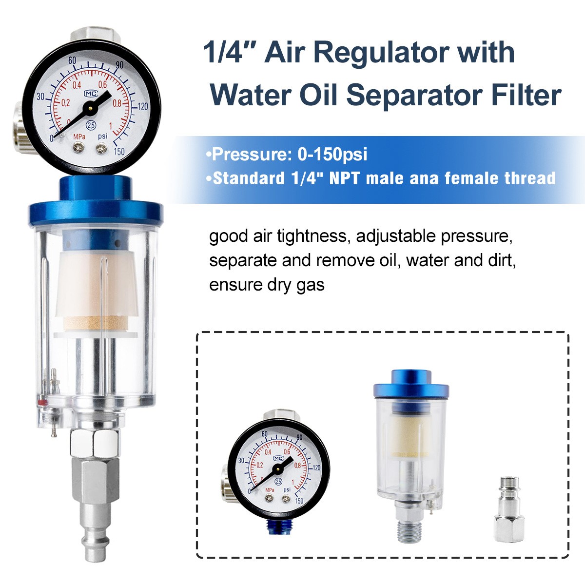 Hvlp Spray Gun W/1.4/1.7/2.0/2.5mm Gravity Feed Air Paint Gun for Car Painting