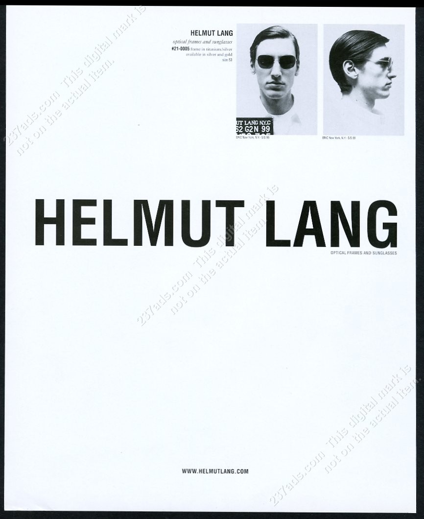 1999 Helmut Lang eye glasses sunglasses frames photo vintage print ad