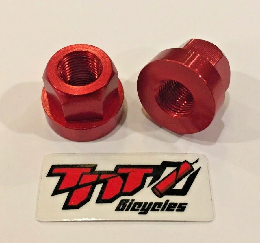 TNT BICYCLES - ALUMINUM AXLE NUTS - 3/8" x 26tpi - SOLD AS PAIR (2pcs)