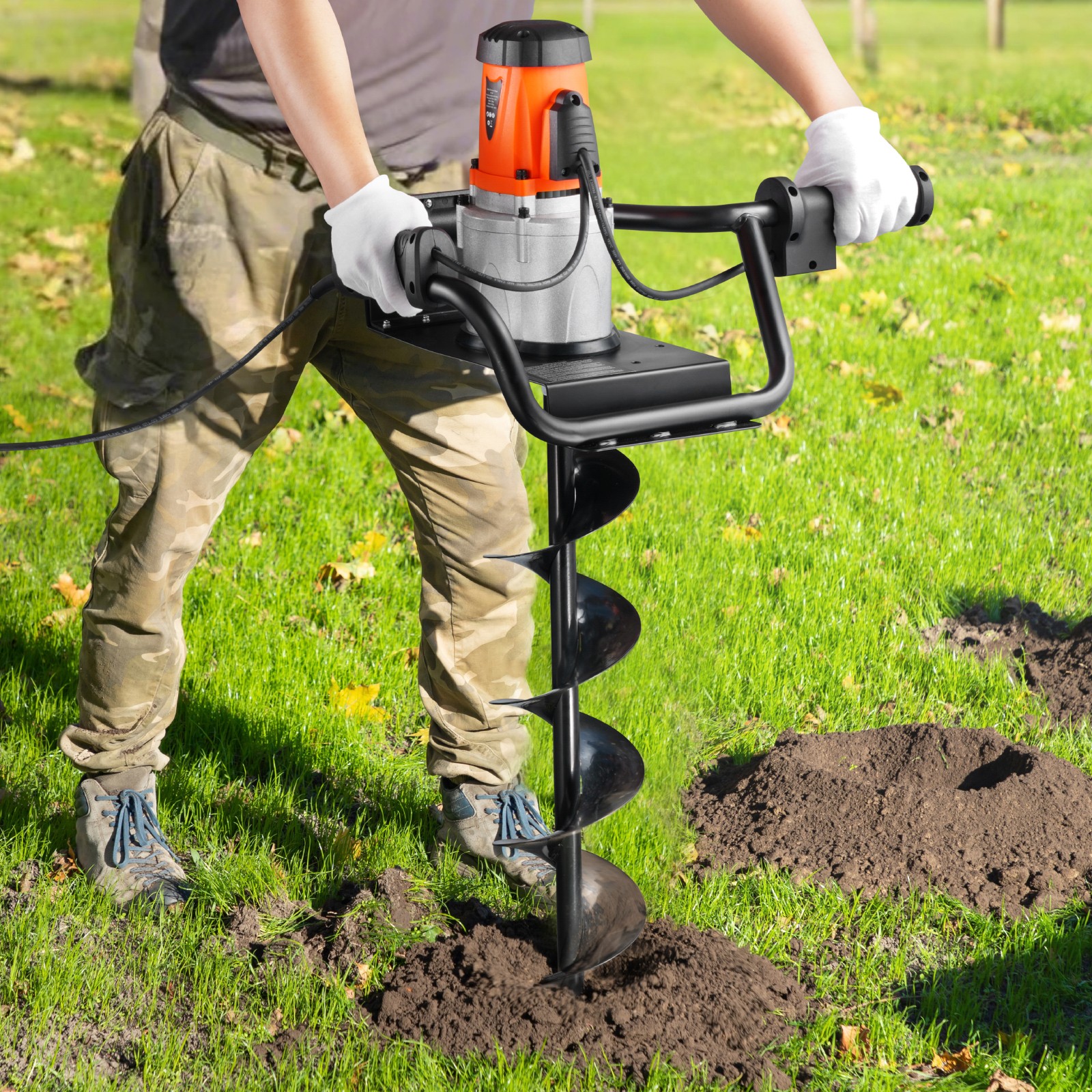 VEVOR 1500W Electric Post Hole Digger 5.71" Earth Auger Bit with Extension Bar