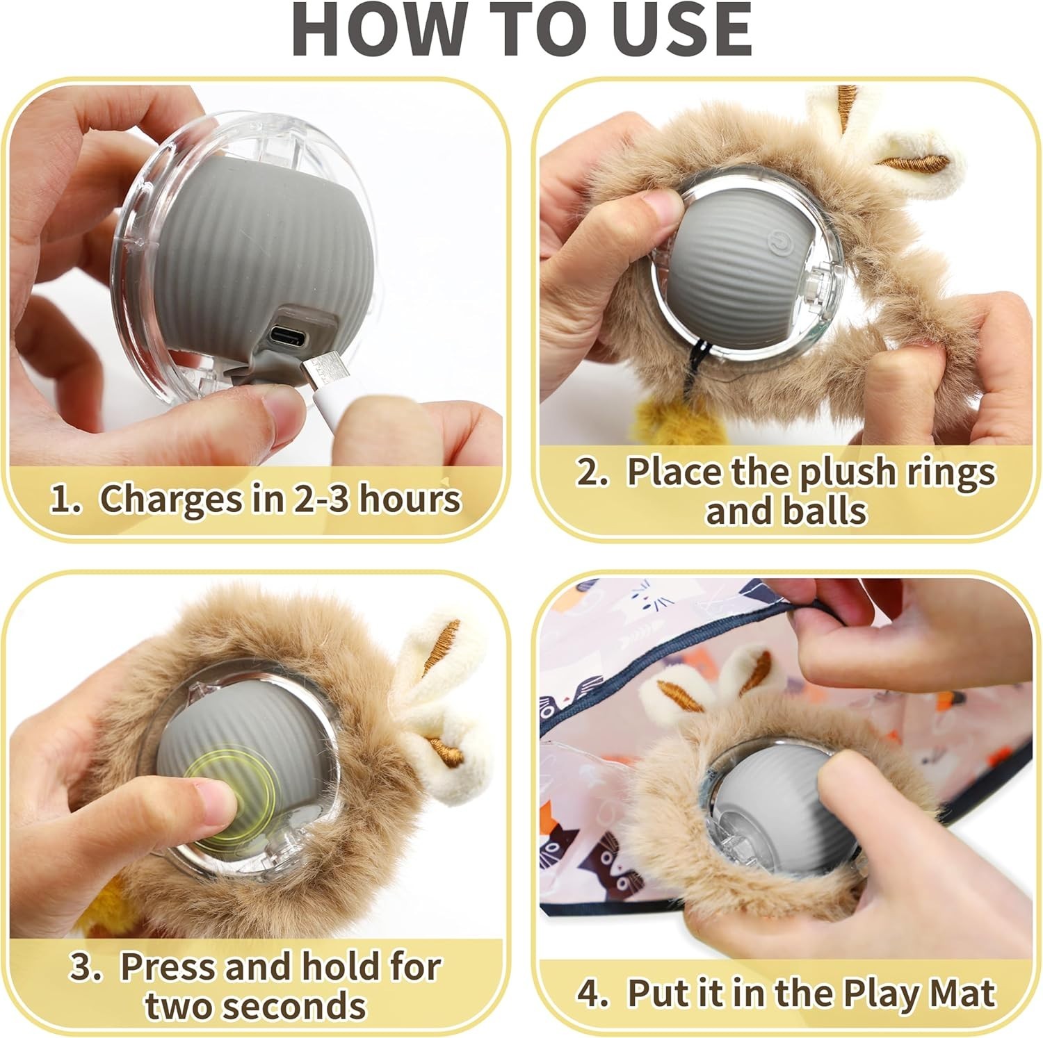 Interactive Cat Toy Ball Fast Rolling in Pouch, Motion Activate Chirping Sensory