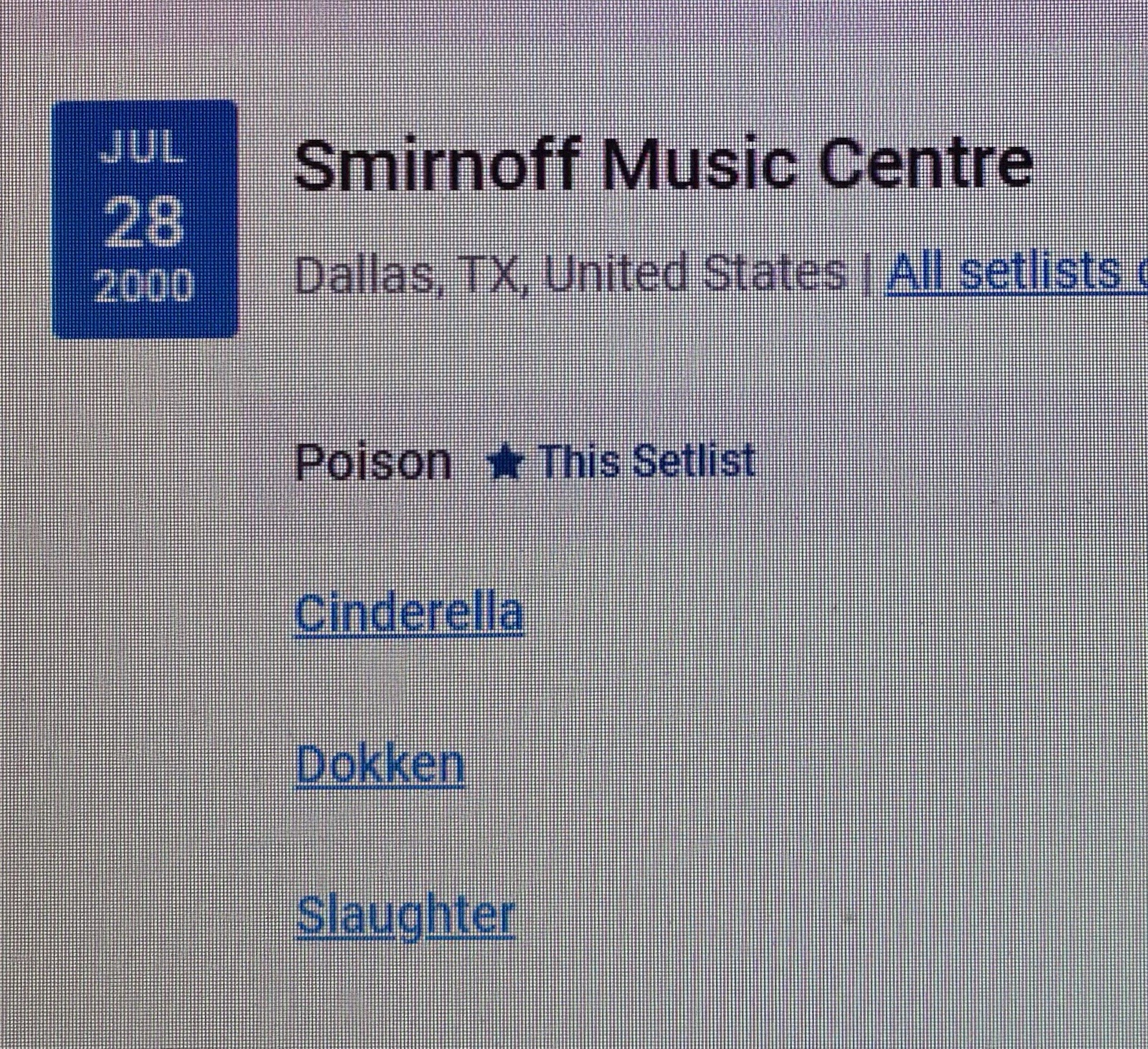 2000 POISON / CINDERELLA / DOKKEN / SLAUGHTER DALLAS CONCERT TICKET STUB