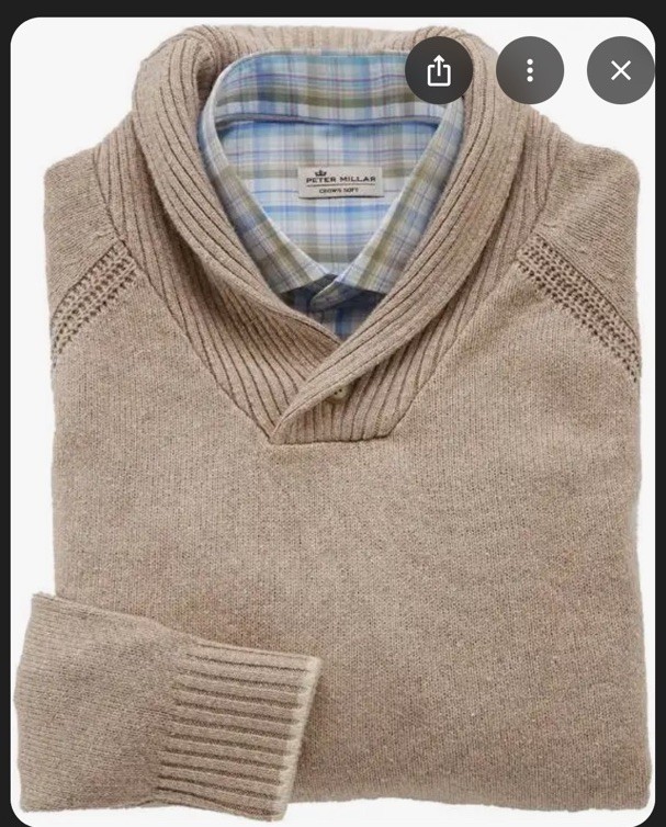 Peter Millar Mountainside Seaside Shawl Collar Sweater In Sand Men Size Medium