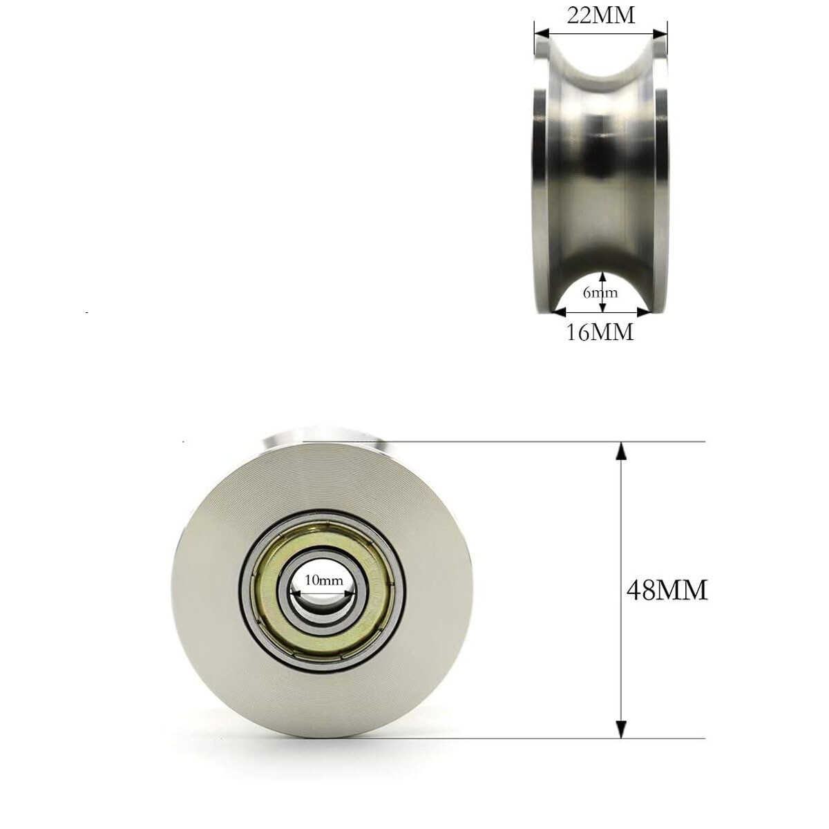 2PACKS Wheel Bearing U Groove Pulley U Groove Bearing Pulley Wheel U Groove