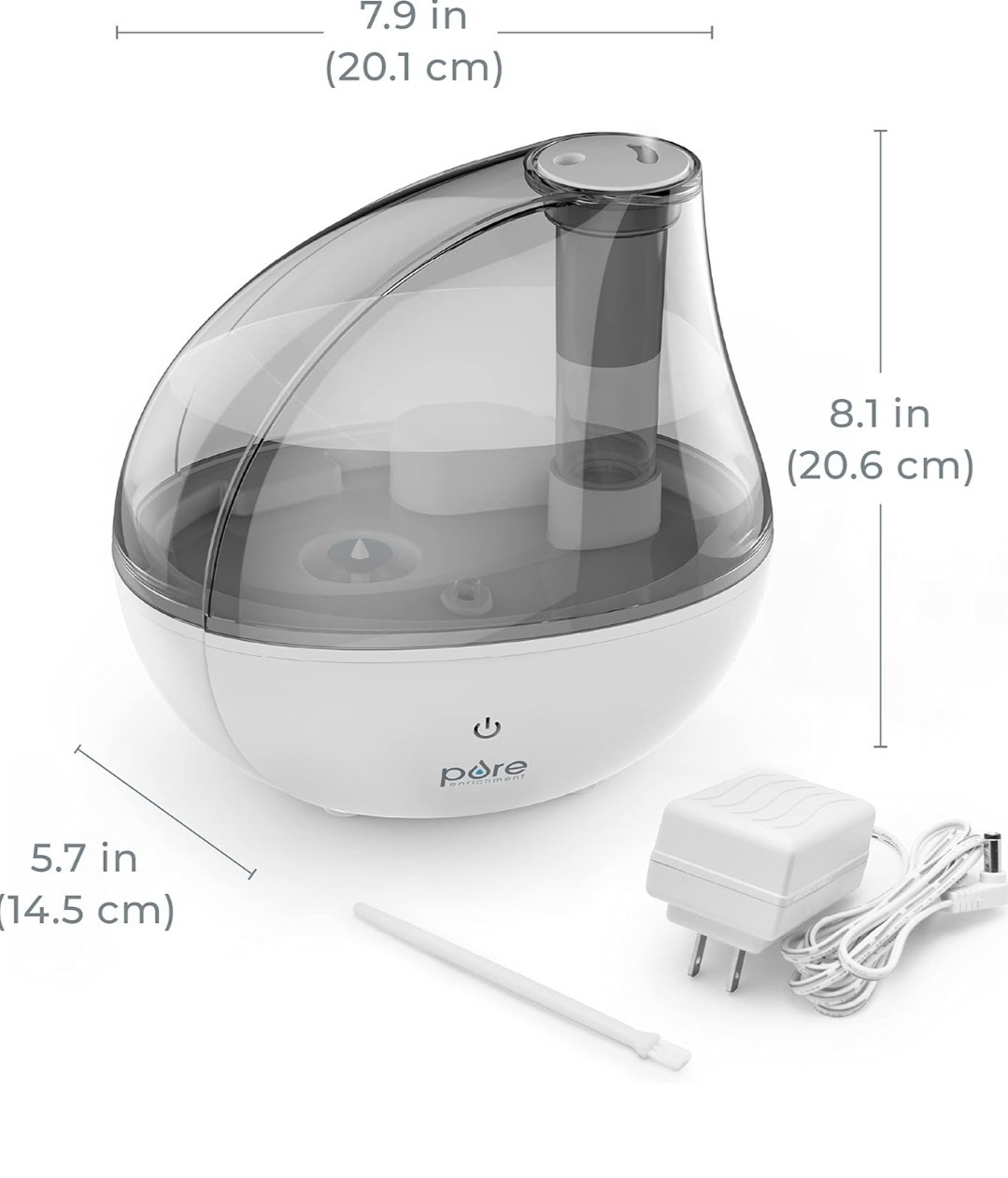 Pure Enrichment Mistaire Silver Ultrasonic Cool Mist Humidifier, 1.5L Tank