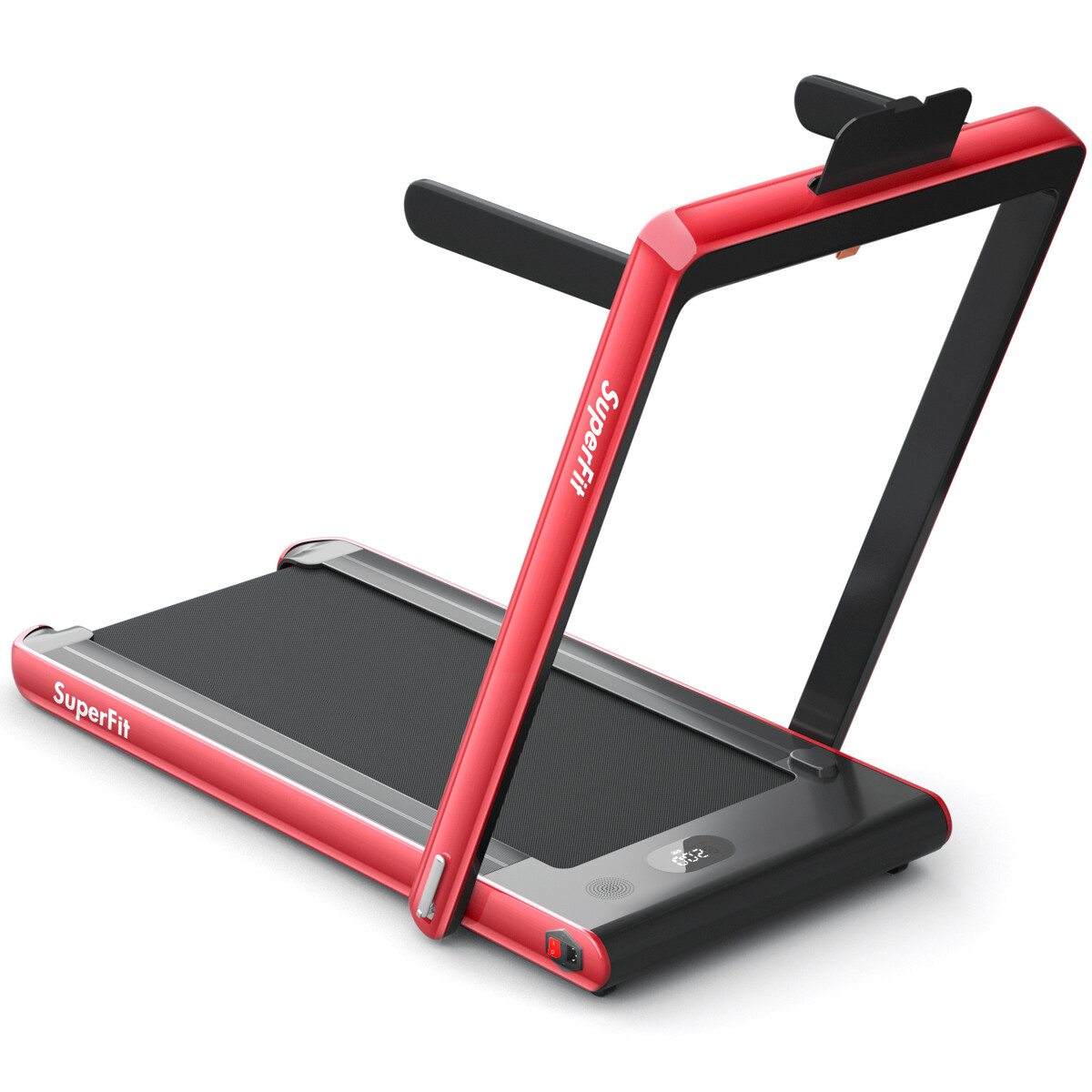 2 in 1 Folding Treadmill 2.25HP Running Machine w/ Dual Display Red