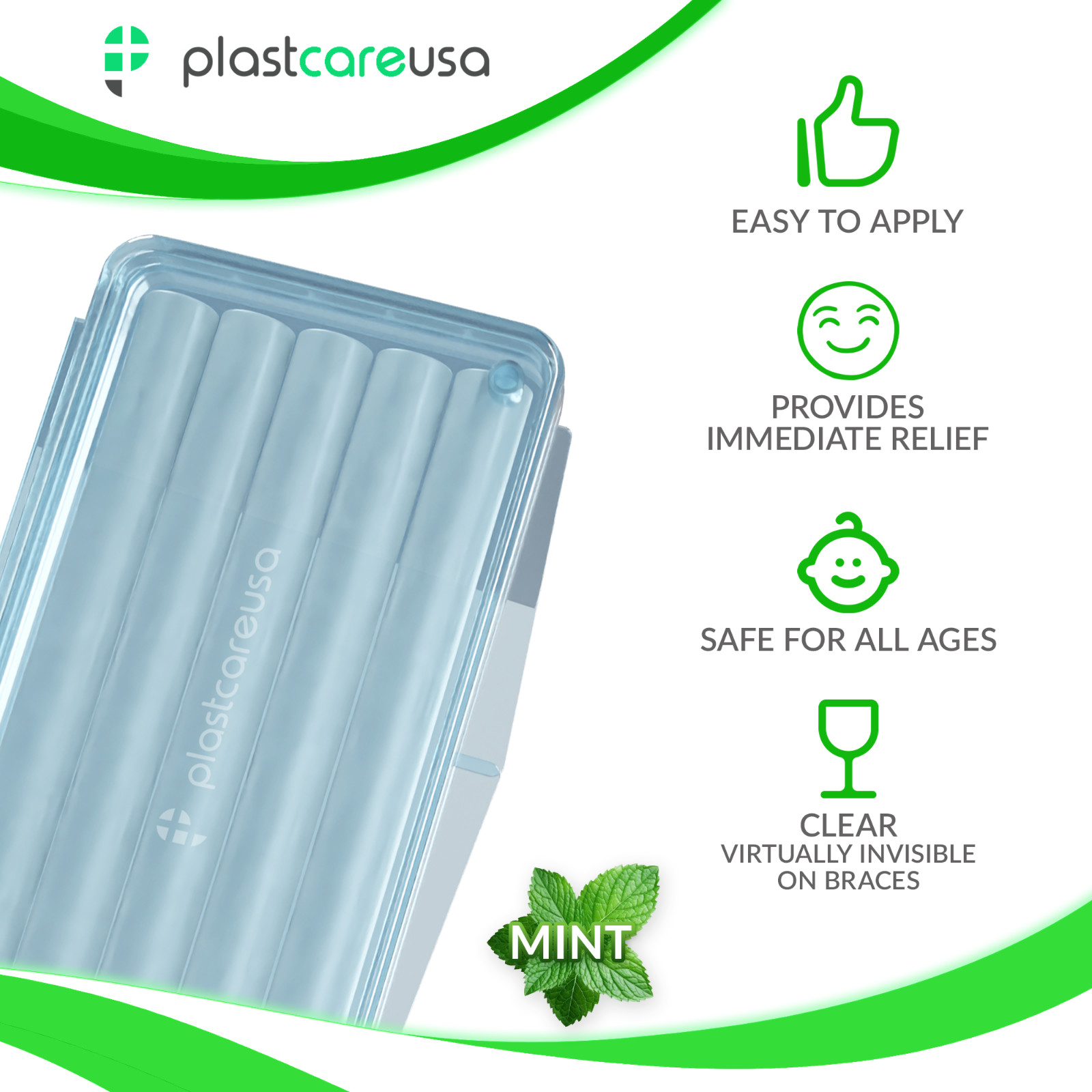 50 Braces Wax Mint for Dental Orthodontic Teeth Protection - Bulk Ortho Kit