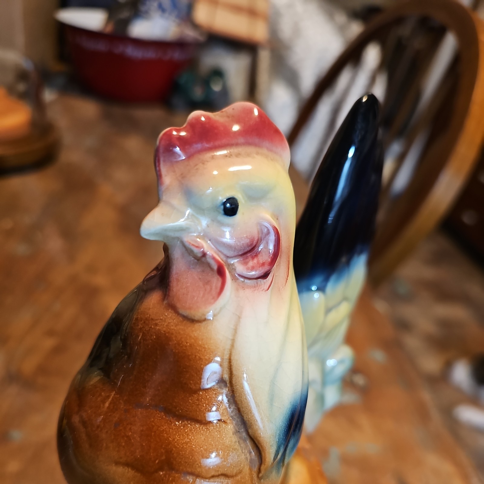 Vintage 1940's or 1950's Royal Copley Hen Figurine Size 7.5" Handpainted