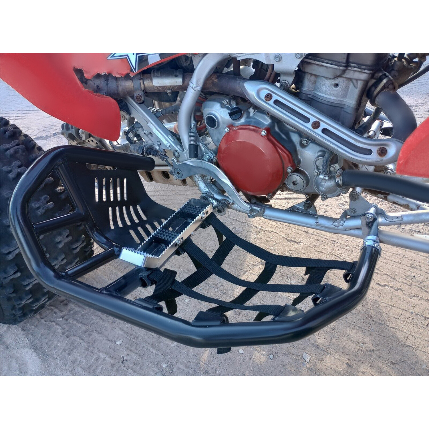 For Honda TRX 450R Sportrax 450 Nerf Bars Pro Peg Heel Guard Aluminum Black Pair