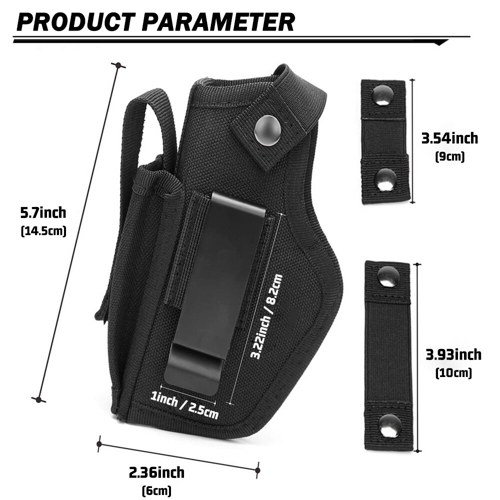 Universal IWB OWB Tactical Gun Holster with Mag Pouch Concealed Carry Pistol