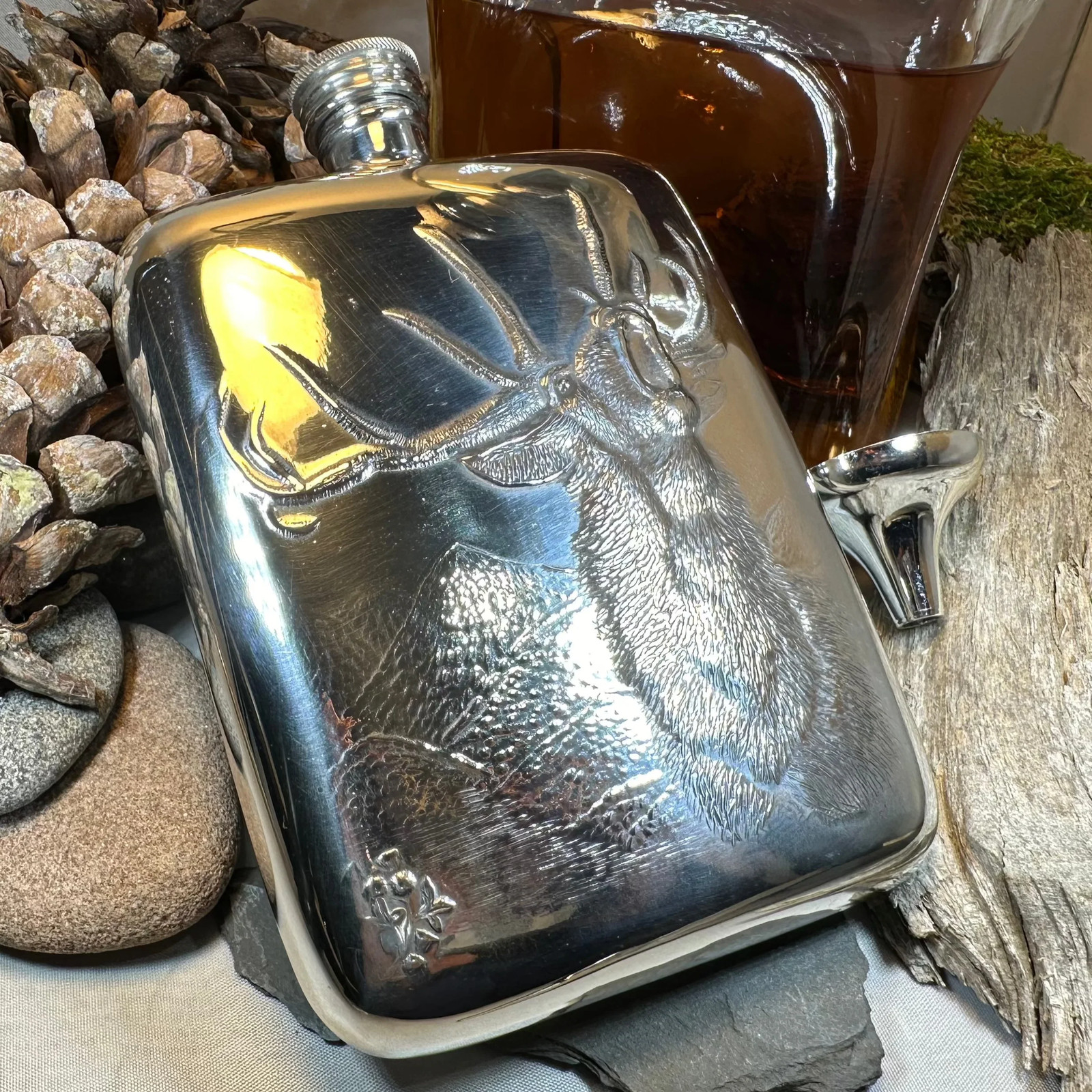 Stag Pewter Hip Flask Hunting Hunter Whisky Lover Mens Gifts