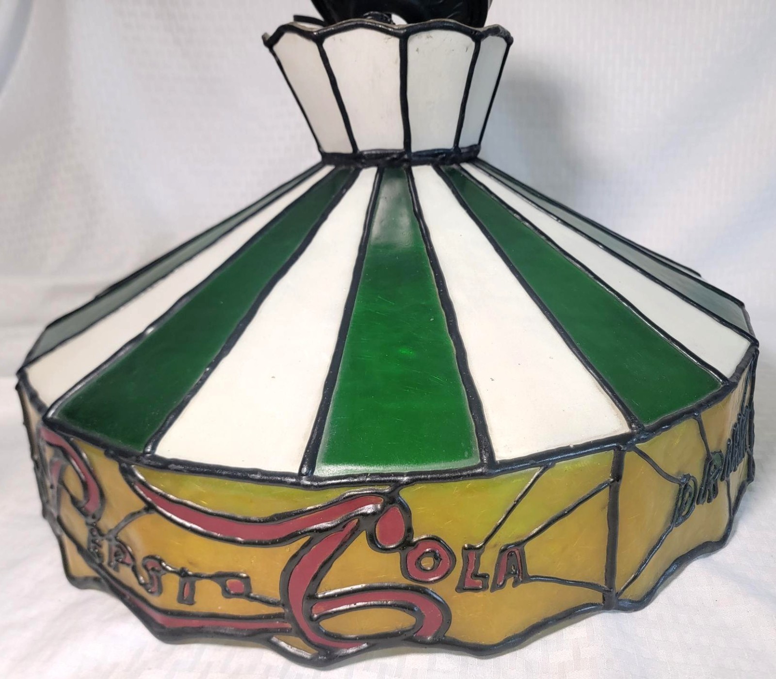 Vintage Pepsi Faux Stained Glass Resin / Plastic Hanging Light Lamp - VGC