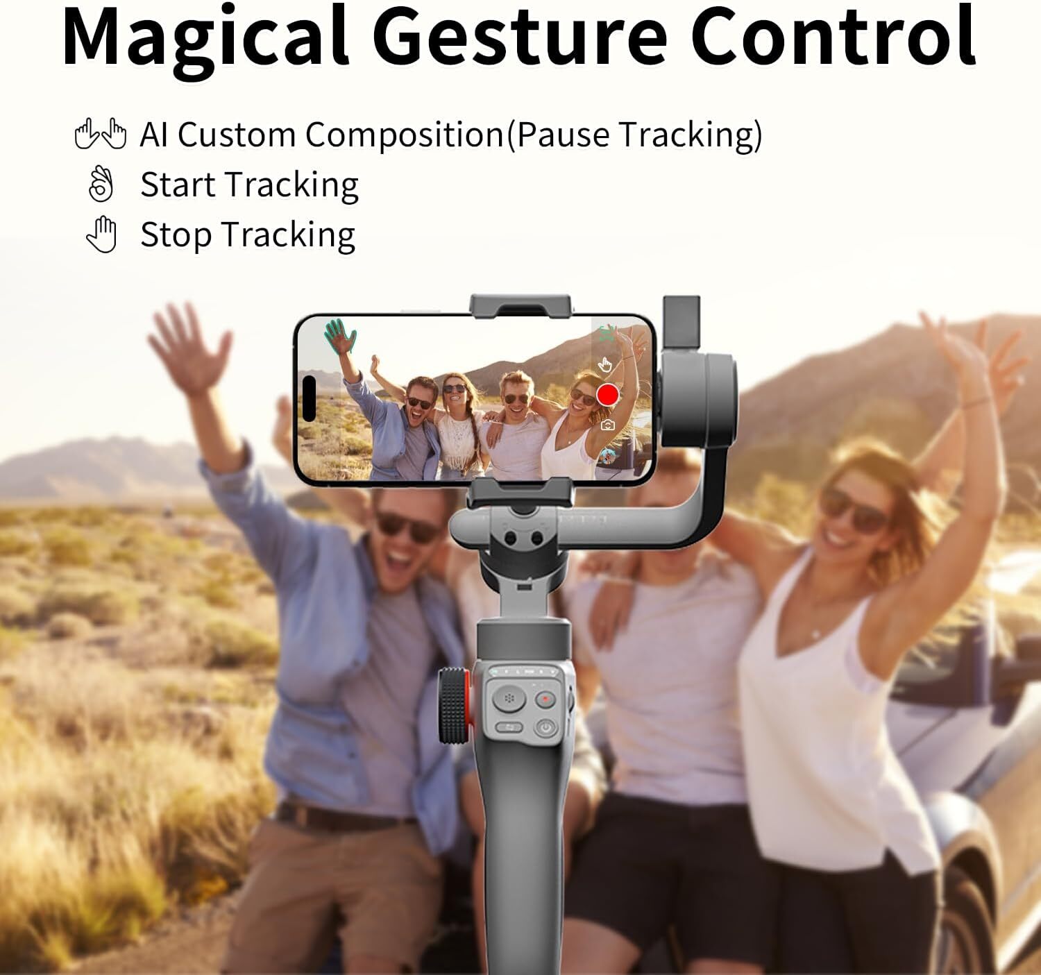 TOALLIN 3-Axis Smartphone Gimbal Stabilizer with AI Tracking for iPhone/Android