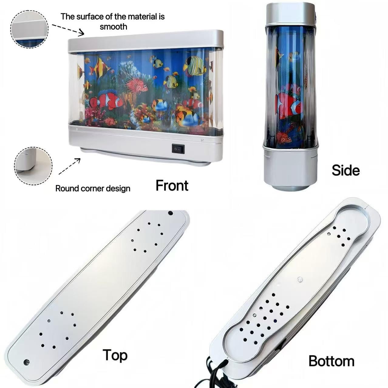 Fake Fish Tank Lamp - Moving Aquarium Night Light with Virtual Ocean Effect, ...